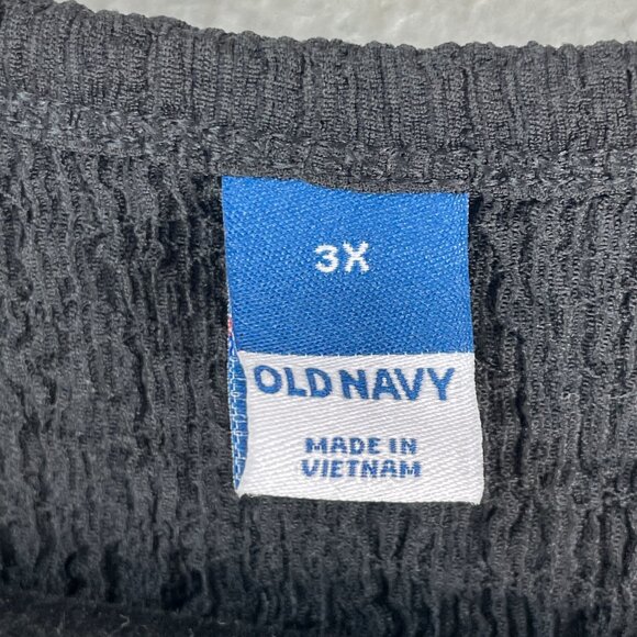 NEW Old Navy Womens Plus 3X Black Textured Long Sleeve Shirt Stretch Top - Picture 3 of 10